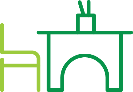 school chair and desk icon